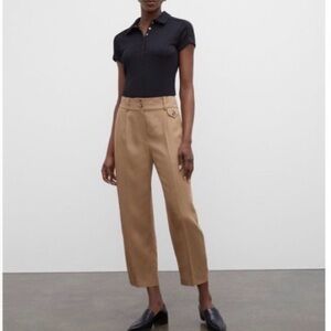 Club Monaco Slim Carrot-Leg Cropped Camel Khaki Trousers Size 8